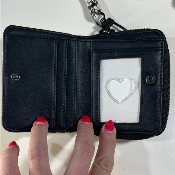 Textured Snake-Print Crossbody Wallet in Black & White - Picture 2 of 5